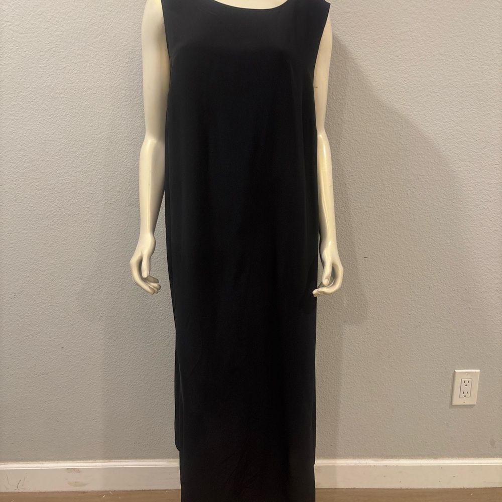 Diane von Furstenberg Vintage Y2K Minimalist Maxi Dress Silk Black Womens 1X